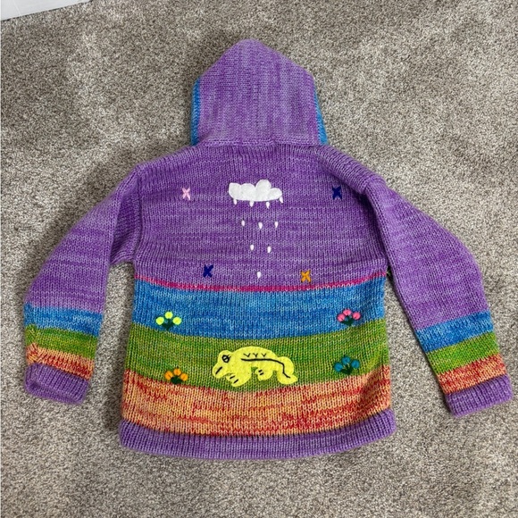Mexicali Blues Peruvian Hand Knit zip up hooded sweater little girls acrylic - Picture 3 of 10